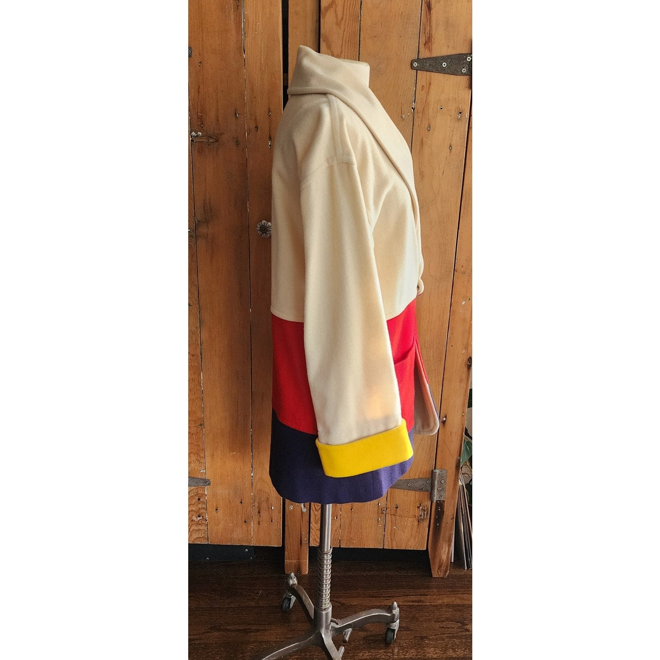 90s Blanket Coat Colorblock Wool Lizwear Claiborne Ski