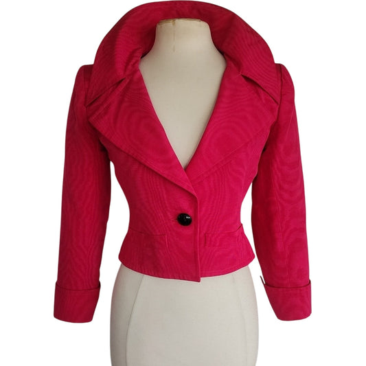 Vintage 1990s YSL Saint Laurent Blazer Pink Fuschia Silk Rive Gauche