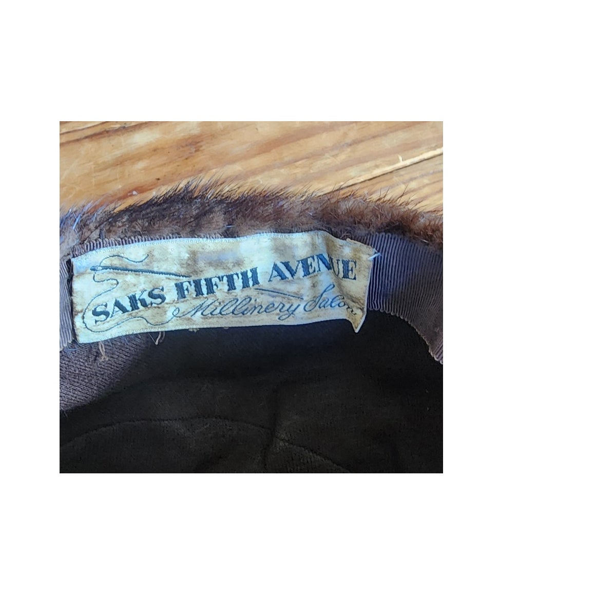Vintage 1950s Mink Fur Hat Brown Tam Saks Fifth Avenue Rounded Crown Millinery Salon