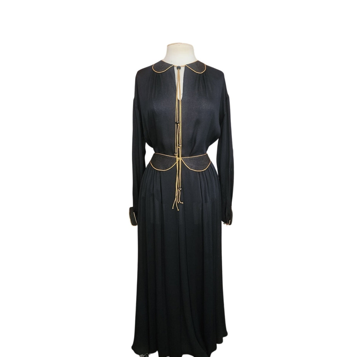 Vintage 1970s Geoffrey Beene Ensemble Maxi Skirt Boho Blouse Evening Set Black Gold