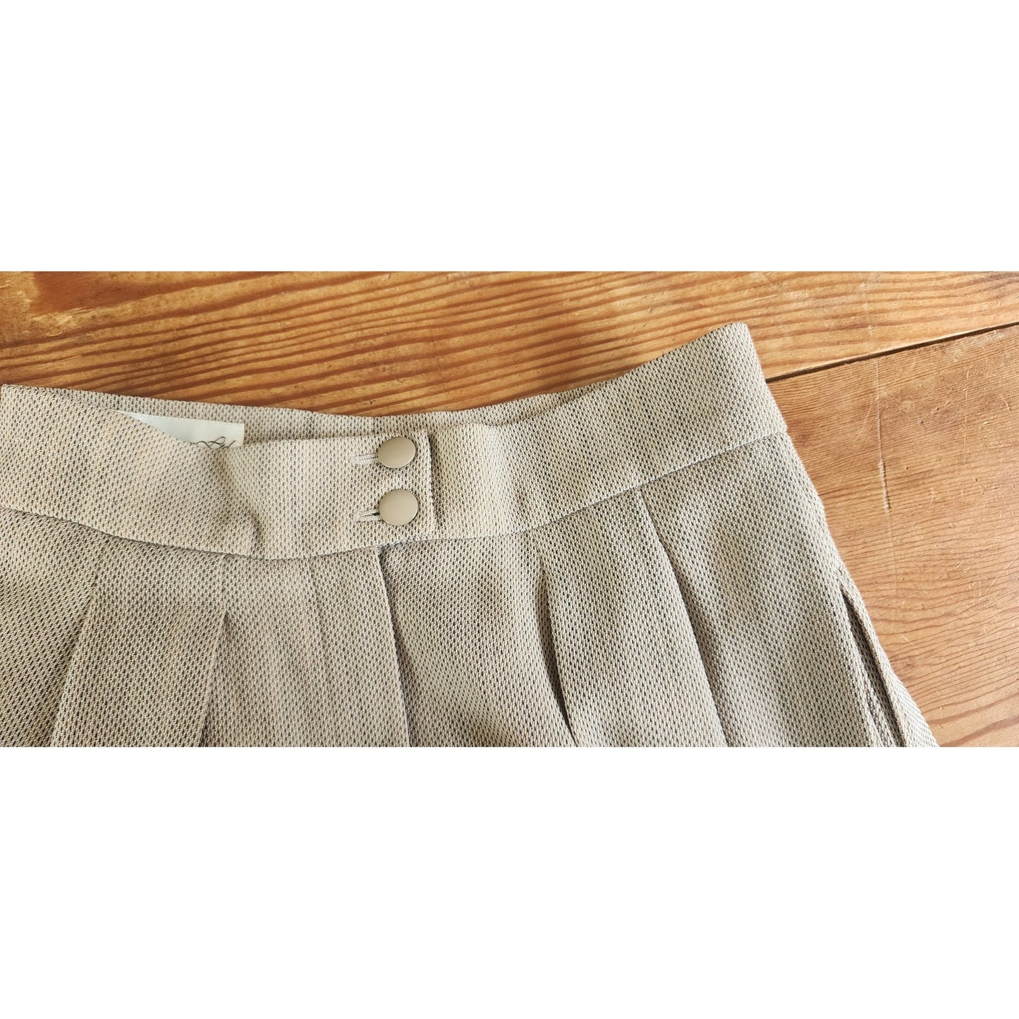 Vintage 80s Beige Pants High Waisted Slacks w/Pleats / S