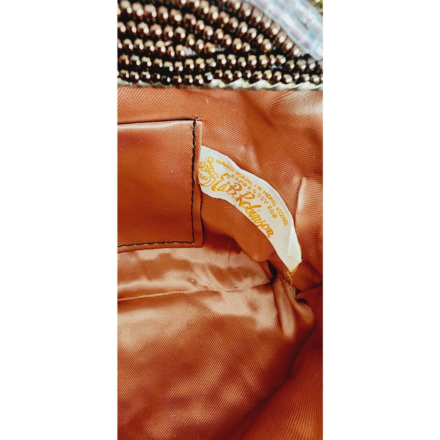 Vintage 50s Beaded Bag Brown Copper Ed B Robinson Art Deco Style