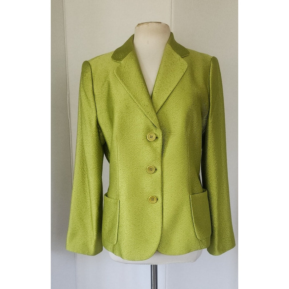 Vintage 2005 Armani Collezioni Blazer Textured Lime Green Jacket Size 16