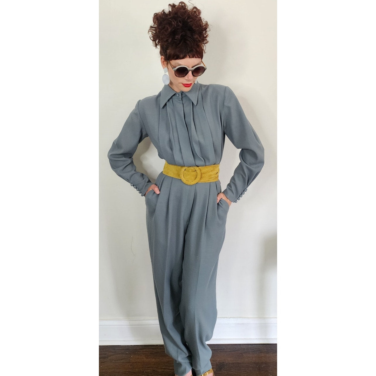 Vintage 1980s Bob Mackie Jumpsuit + Tapestry Jacket Set / M - L