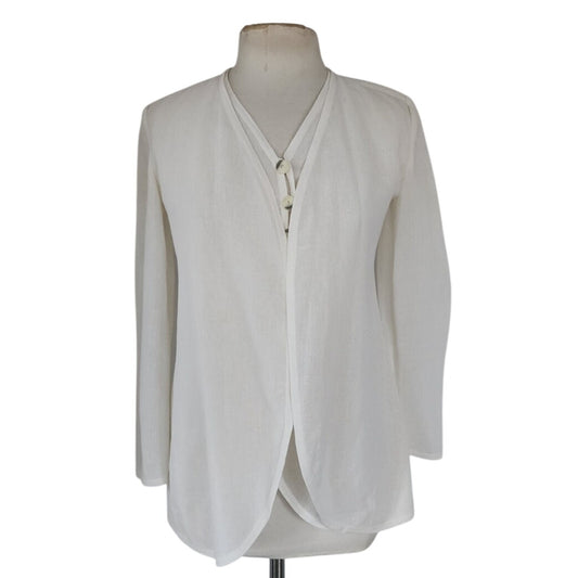 Vintage 1990s GIORGIO ARMANI BLACK LABEL Jacket White Linen Blazer / Medium