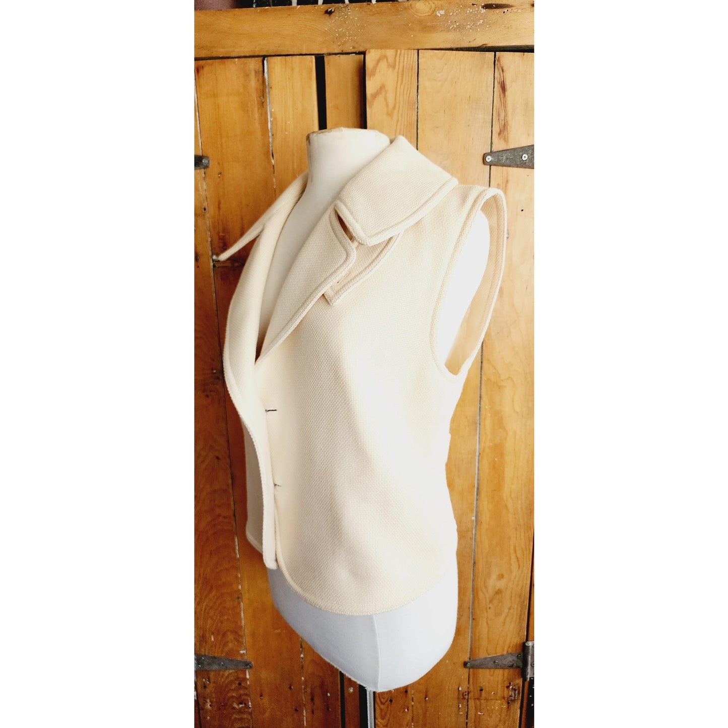 Vintage Y2K Balenciaga Cream Vest Wool Mohair w/Convertible Collar