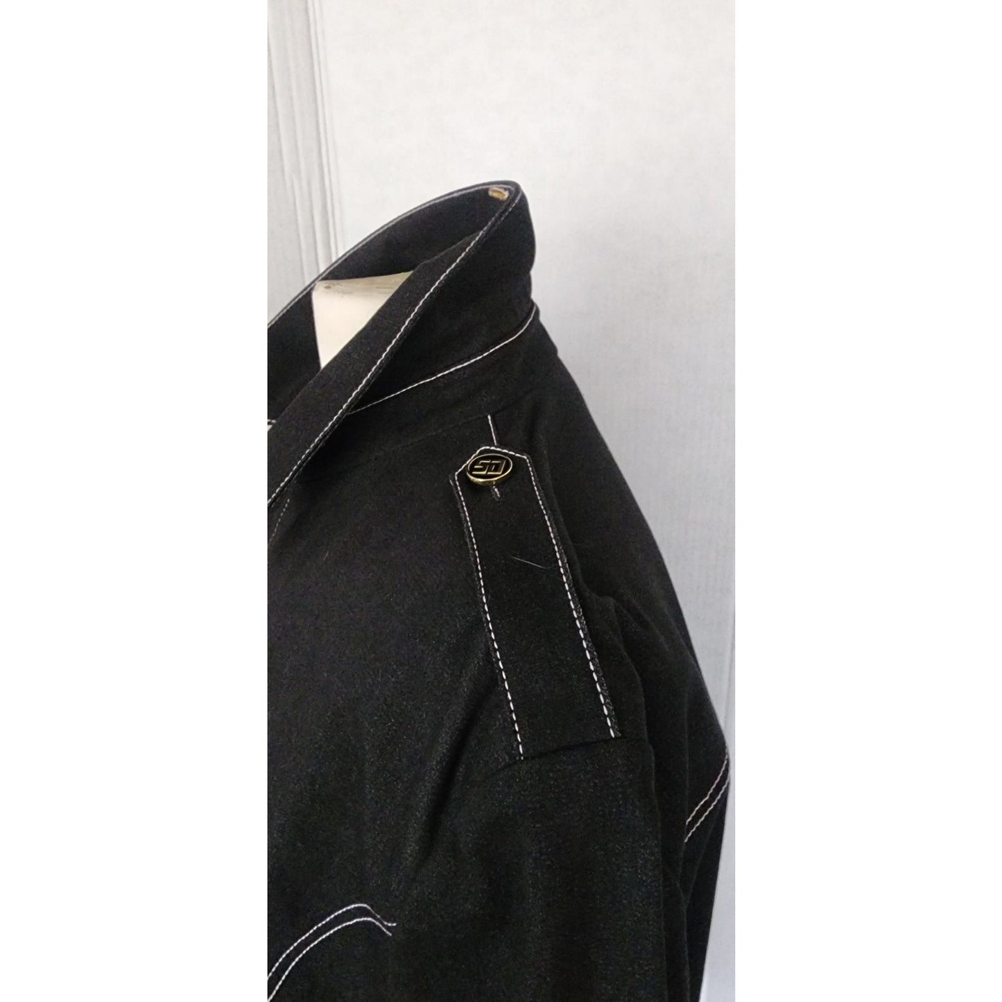 St John Sport Jacket Black Denim Button Down / Large