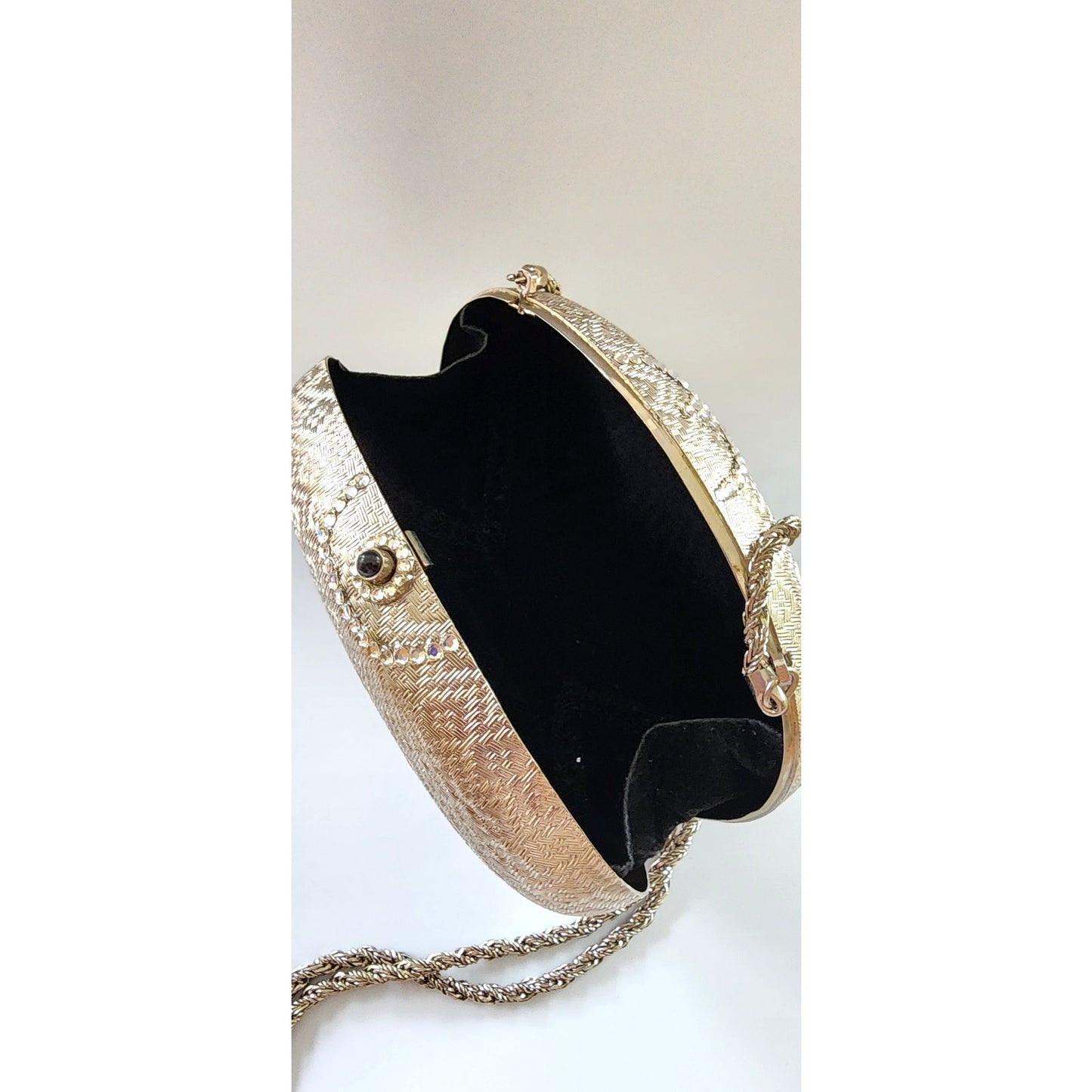 Vintage Neiman Marcus Bag Minaudiere Silver Clamshell Vanity Purse