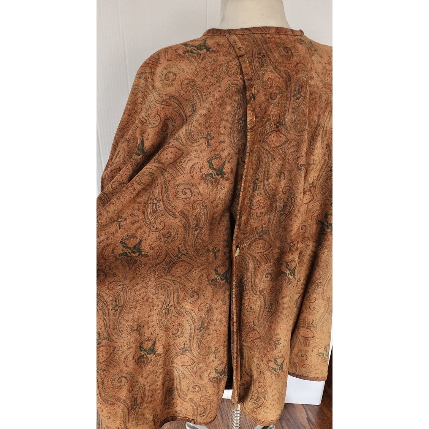 Vintage 90s Brown Suede Swing Jacket Paisley Print Giotti Firenze