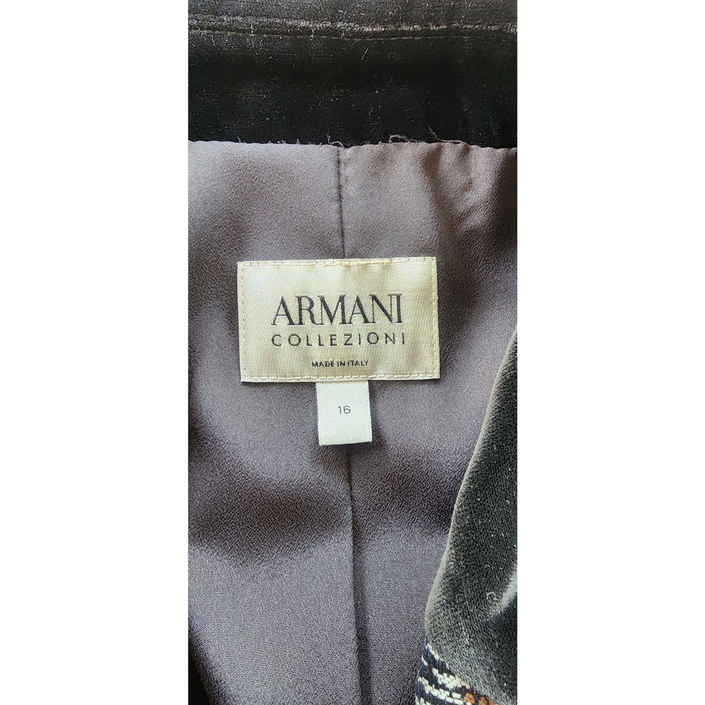 Armani Collezioni 2017 Blazer Silver Black Jacket Jacquard Print Asymmetrical Buttons size 16