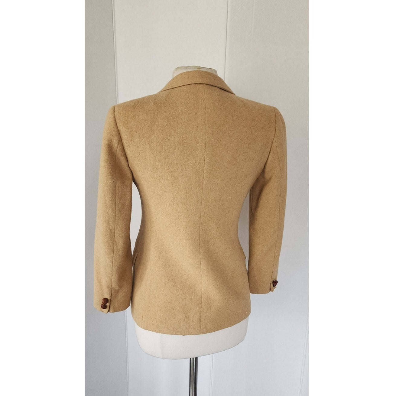 Vintage 70s Beige Blazer Camel Wool Gino Rossi /Petite S