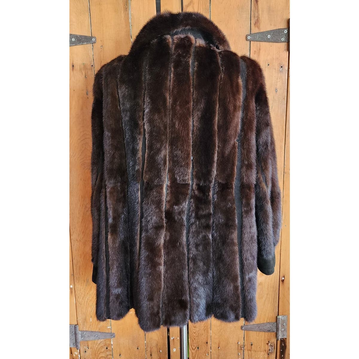 Vintage 70s Brown Mink Fur Jacket Black Suede Lacritz & Picus