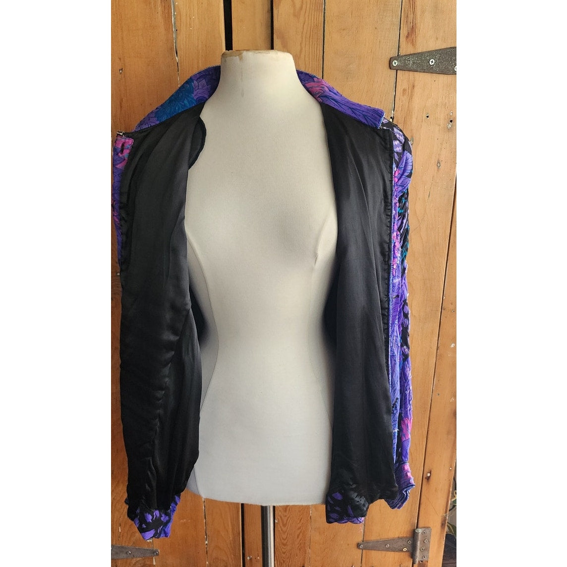 Vintage 80s Purple Sequined Jacket Bat Wing Sleeve Judith Ann Plus