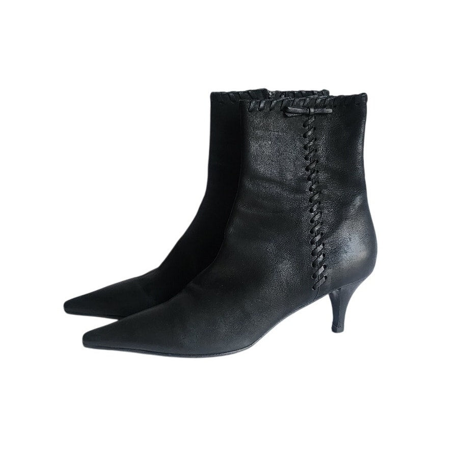 PRADA Ankle Boots Black Leather New in Box Size 38 VG++