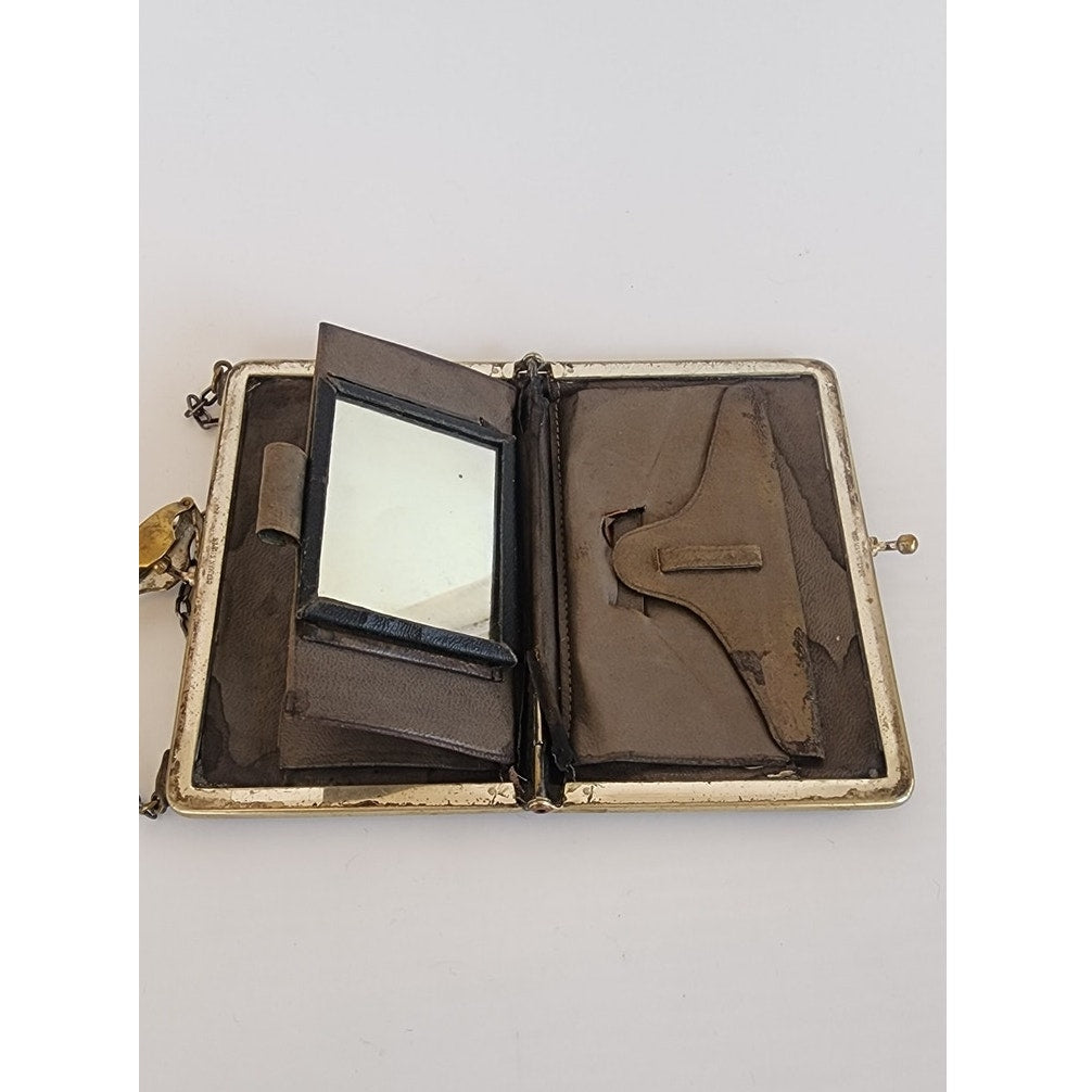 Victorian Coin Purse Engraved Minaudiere Card Case German Silver