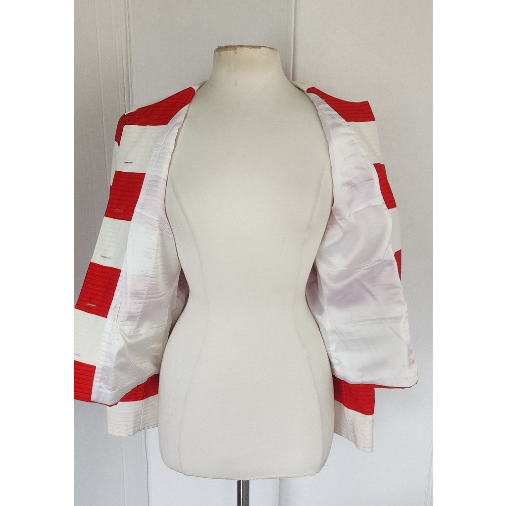Vintage 1980s Louis Feraud Blazer Red White Stripe