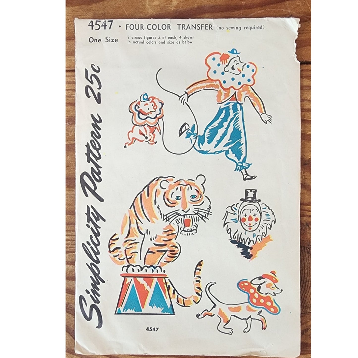 Vintage 50s Craft Kit: Circus Themed Color Transfer Decals Hot Iron Simplicity 4547