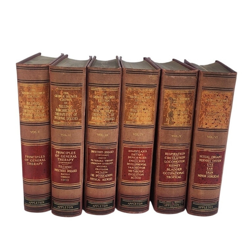 Antique Medical Books Complete Set George Blumer Billings-Forchheimer's Therapeusis of Internal Diseases 6 Volumes