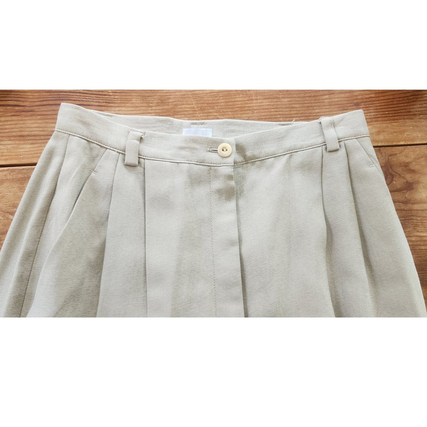 Vintage 1990s Pant Suit Beige Cotton Rayon Joan & David / Small