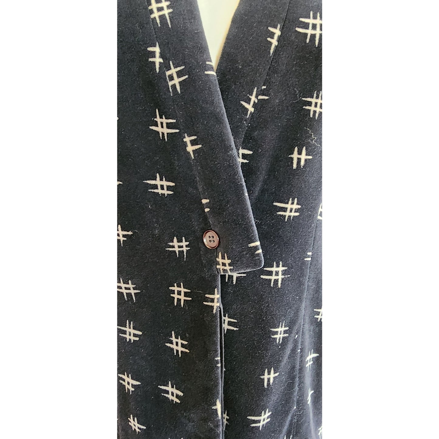 Vintage 80s Armani Blazer Black Velvet Printed Jacket / Small