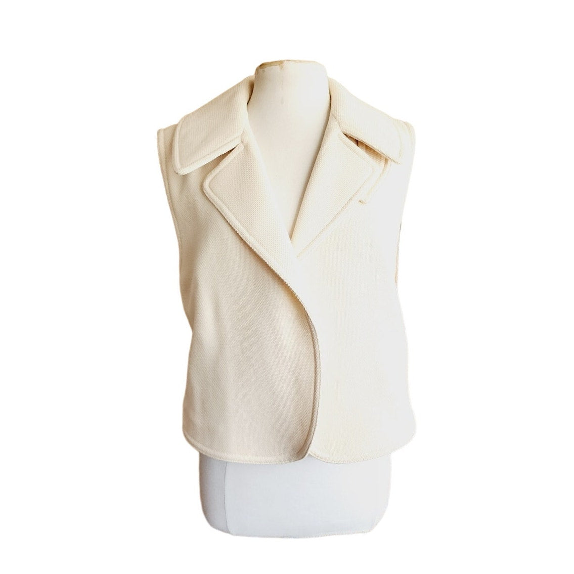 Vintage Y2K Balenciaga Cream Vest Wool Mohair w/Convertible Collar