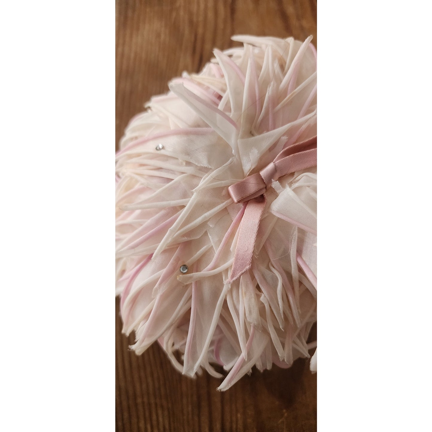 Vintage 50s Pink Cocktail Hat Fascinator Faux Feather Petals Leaves