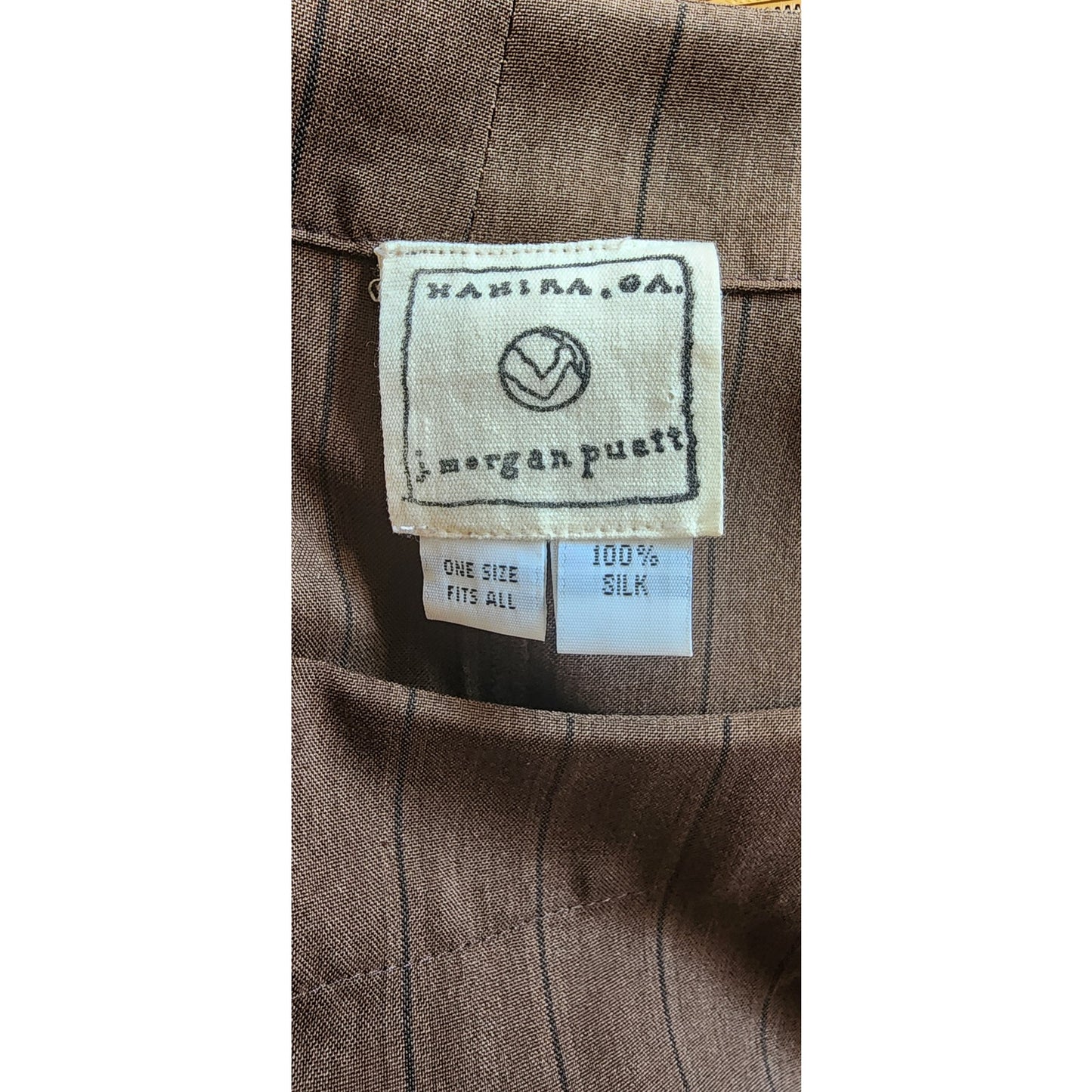 Vintage 2000s J Morgan Puett Dress in Brown Striped Silk
