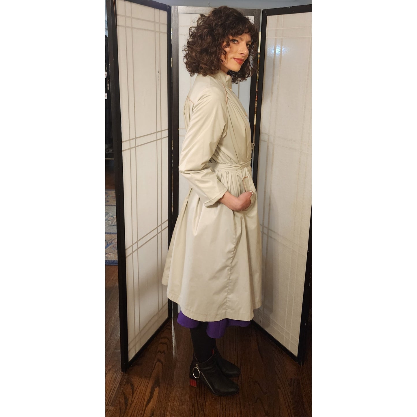 Vintage 70s Trench Coat Gray with Belt by Smug