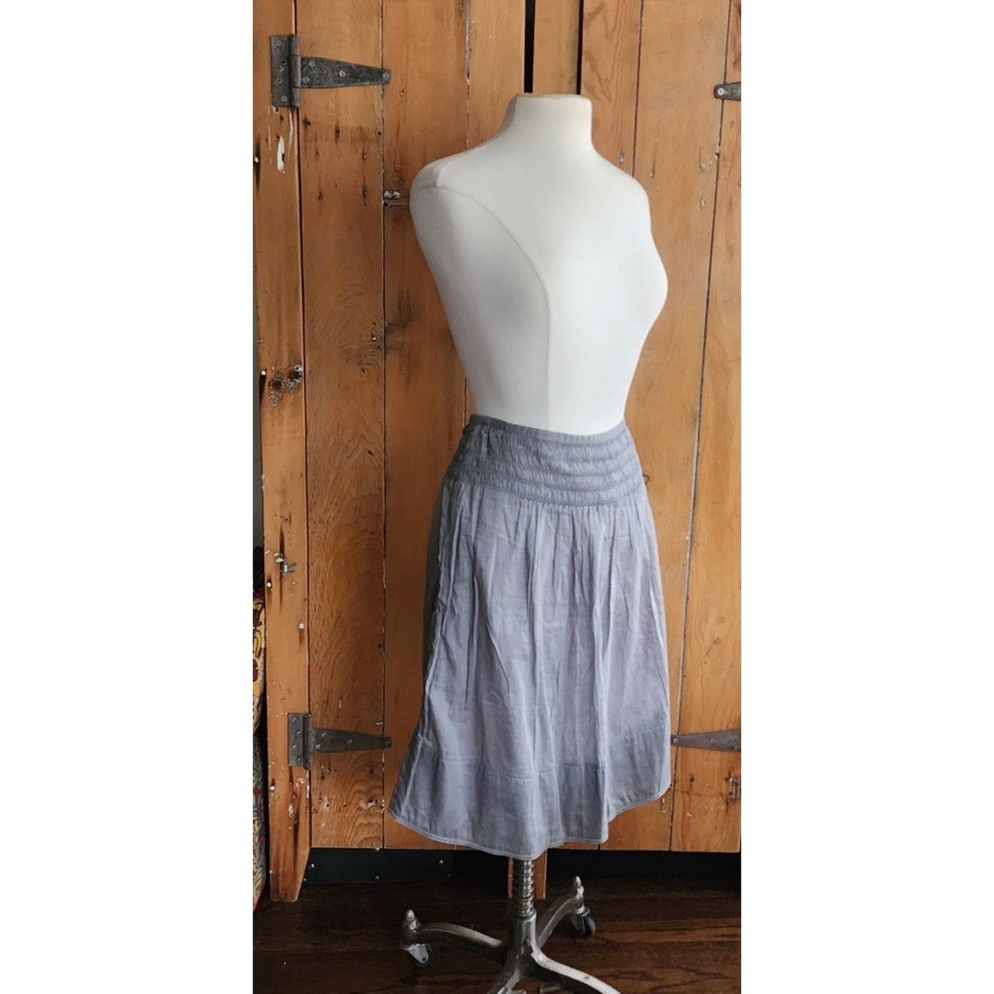 Vintage 2000s Burberry Summer Skirt Gray Cotton Midi Length / Med