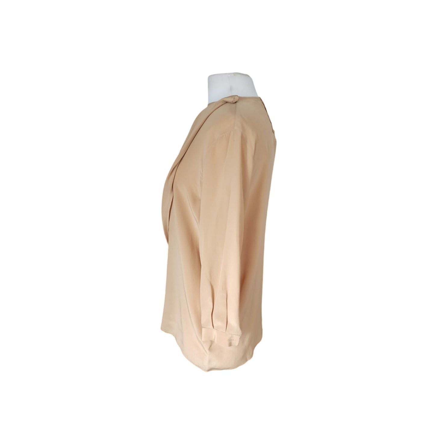 Vintage 90s Beige Silk Blouse w/Scarf Panel Armani Collezioni / S