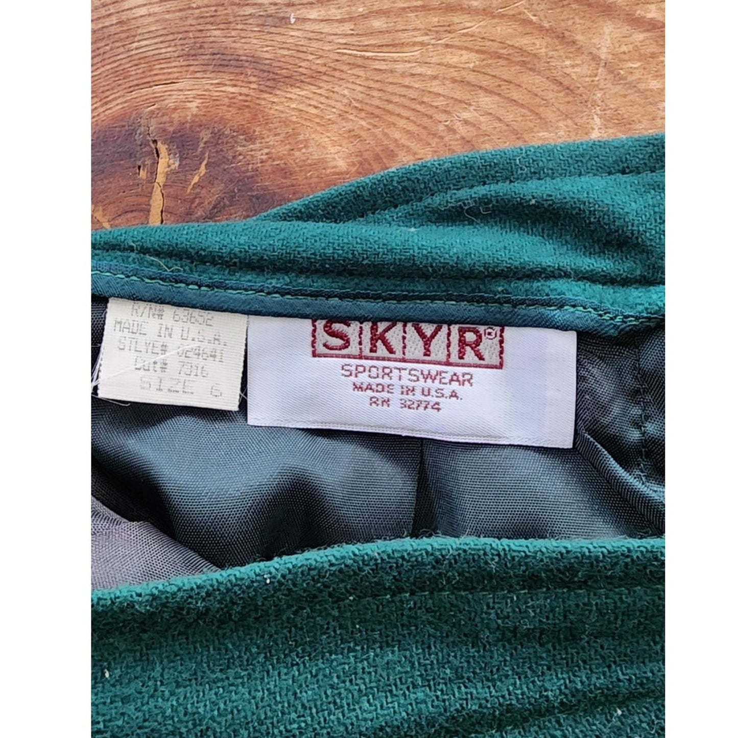 Vintage 70s Dark Green Wool Skirt HIgh Waisted Ankle Length Skyr / Small