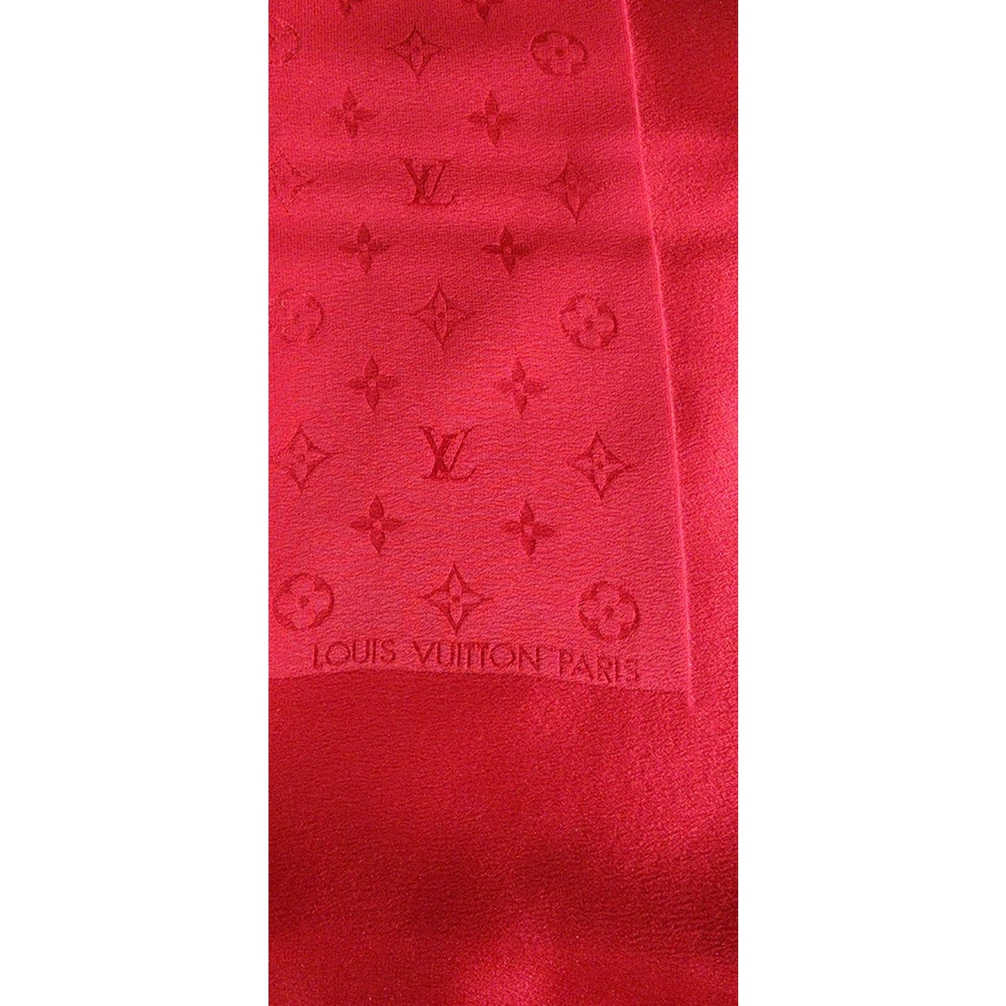 Vintage Louis Vuitton Scarf Red Silk Square w/Monogram Print
