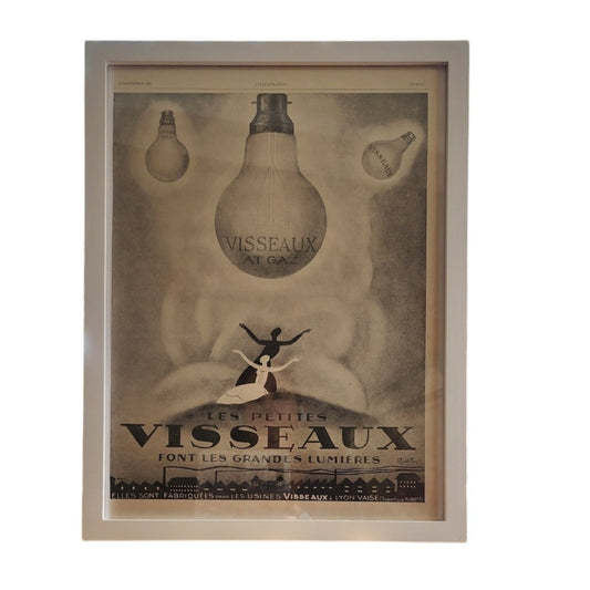 Vintage 20s Print Visseaux Light Bulbs Art Deco Dancers, Framed