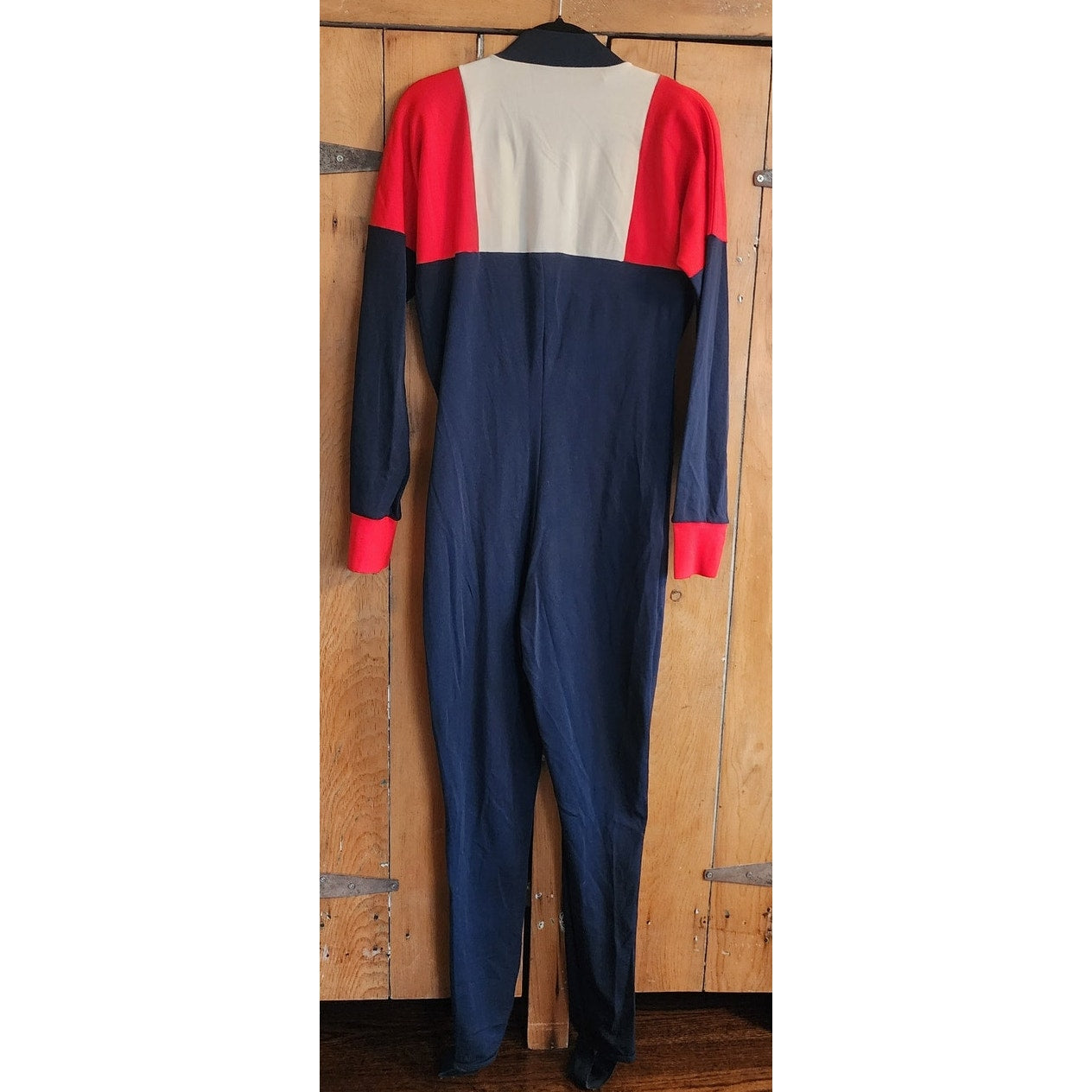 Vintage 80s Mens Ski Suit Odlo of Norway Nylon Stretchy Blue Red / L