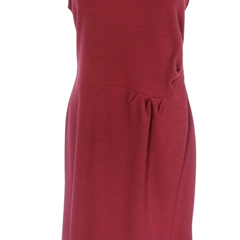 Fall 2011 Armani Collezioni Sleeveless Dress Burgundy Red Bow Shoulders Bateau Neck Large
