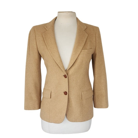 Vintage 70s Beige Blazer Camel Wool Gino Rossi /Petite S
