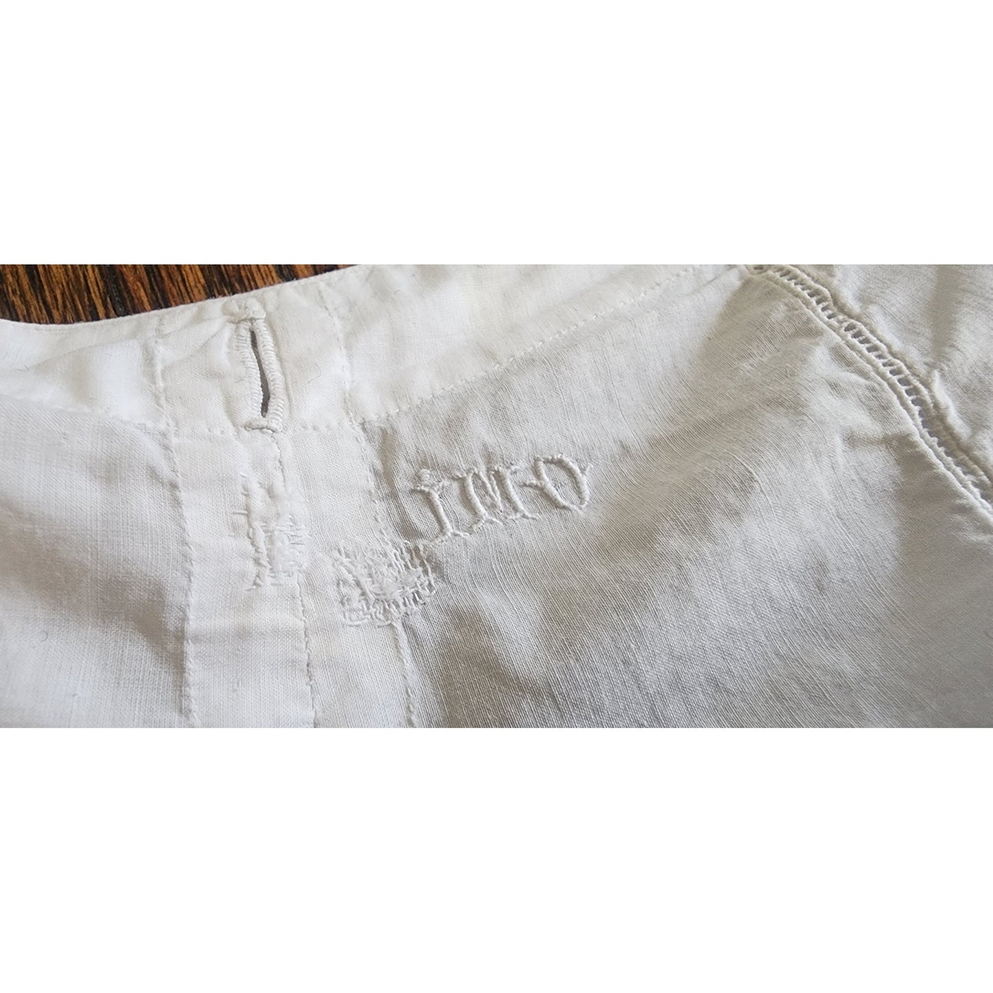 Antique White Cotton Bloomers Underwear Pantaloons Open Crotch Lace Trim