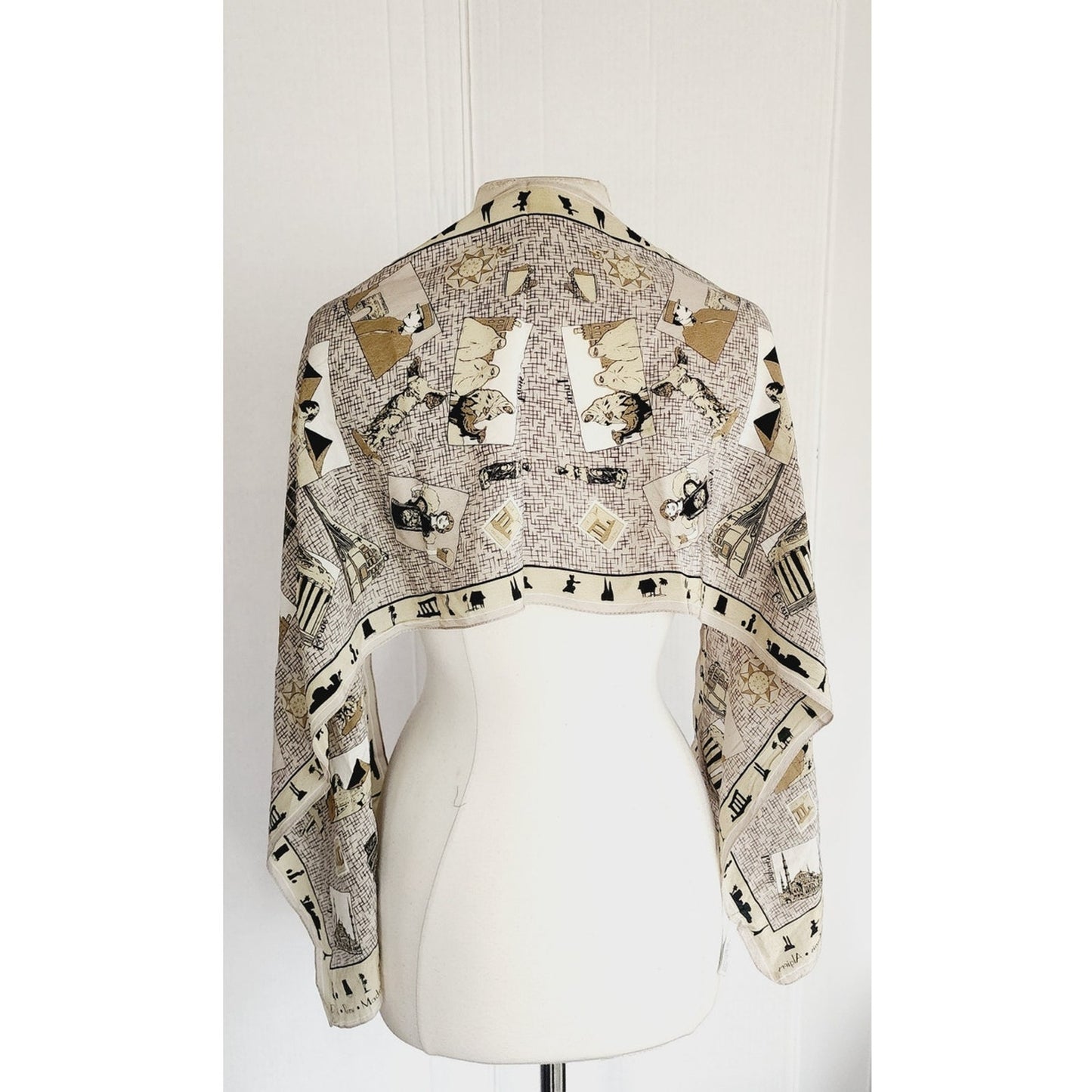 Vintage Souvenir Scarf Capital Cities Architecture Favolosa Silkprint