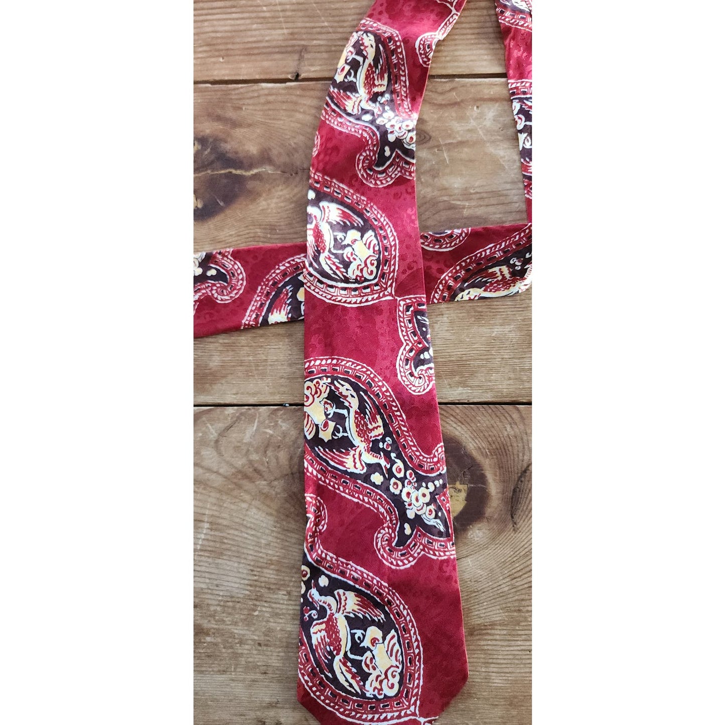 Vintage 40s Mens Tie Altman Cravats Pagoda Prints Batik