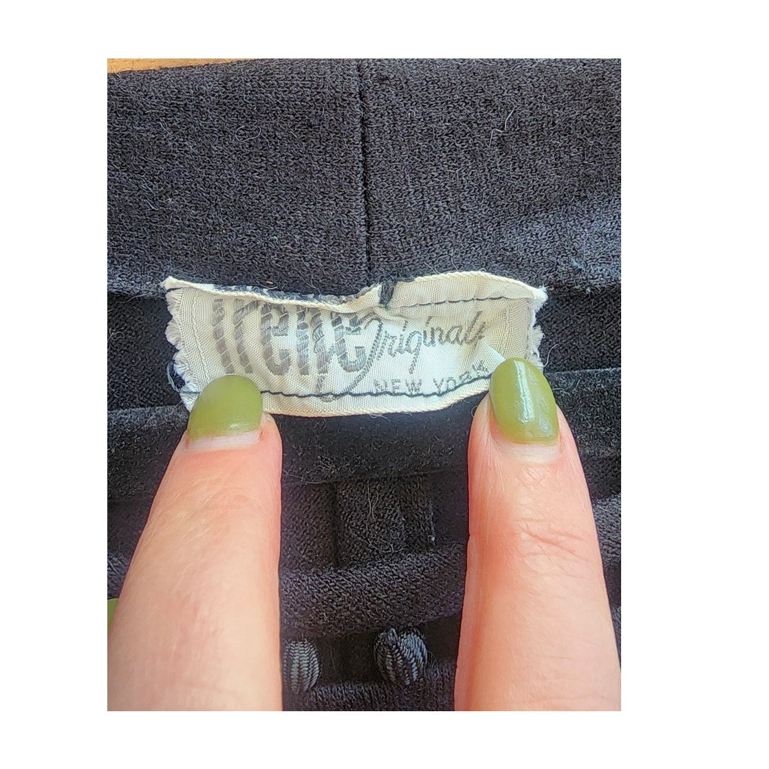 1950s Black Fitted Top w/ Rhinestones by Irene