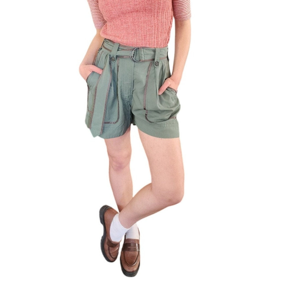 Vintage Y2K Dries Van Noten Silk Shorts Cropped Cargo Blue Green