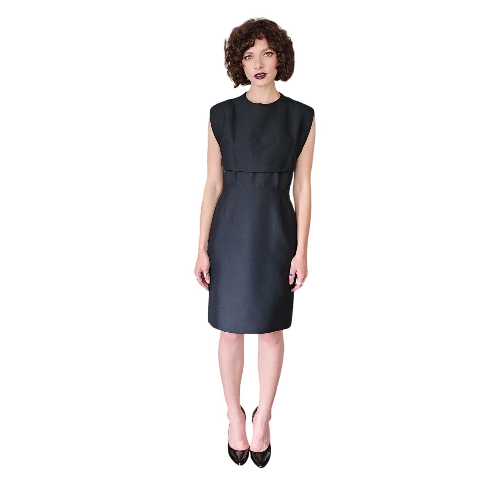 Vintage 60s Black Mod Dress in Tailored Wool, Sleeveless, M RareJule Vintage Vintage 60s Black Mod Dress in Tailored Wool, Sleeveless, M RareJule Vintage