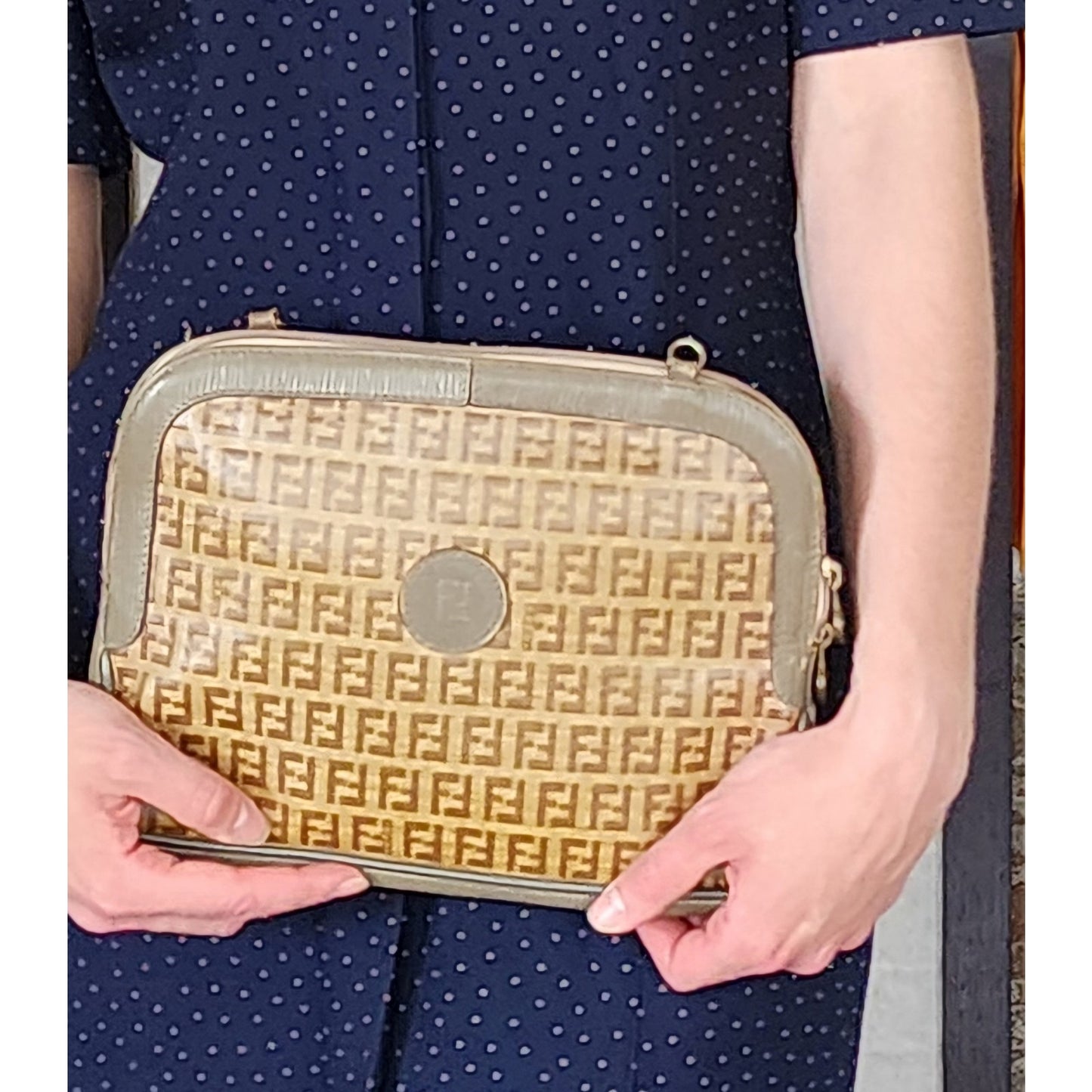 Vintage 80s Fendi Shoulder Bag Zucca Logo Detachable Strap