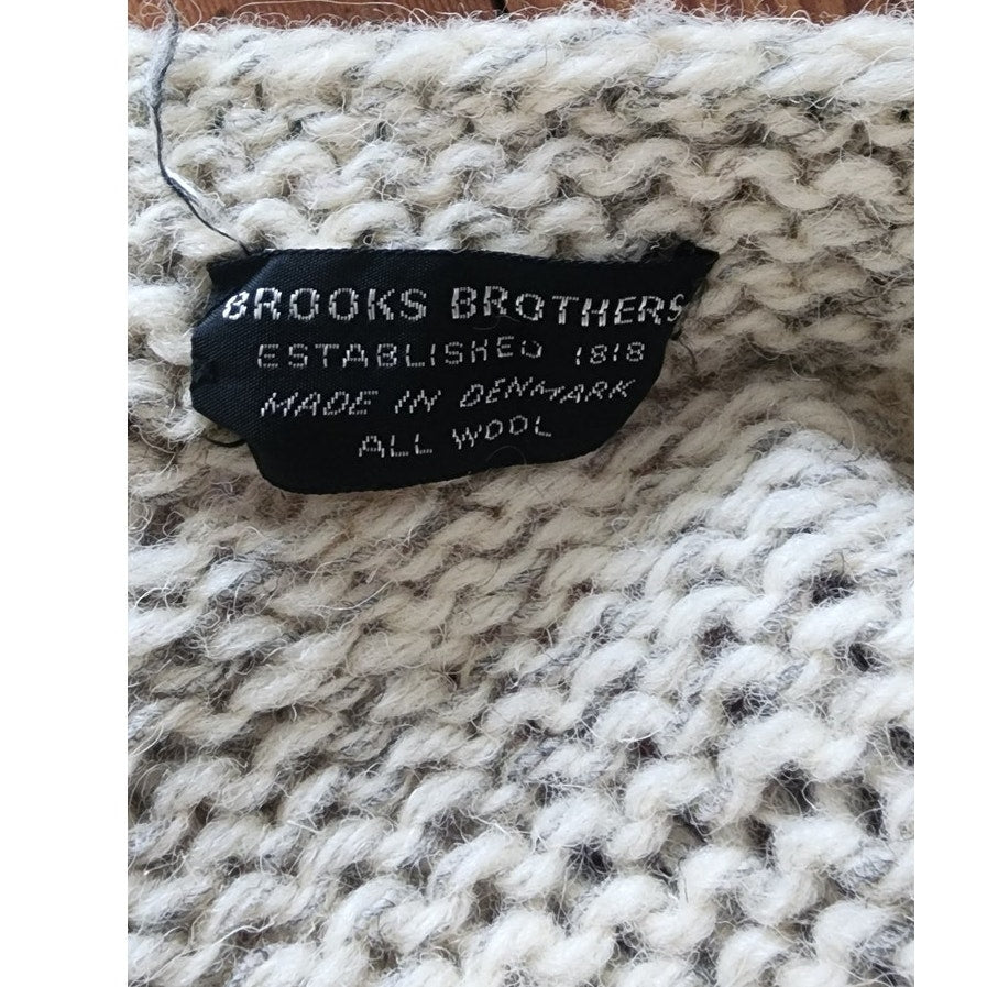 Vintage 1970s Brooks Brothers Cardigan Nordic Clasp Sweater Beige Wool Denmark Danish
