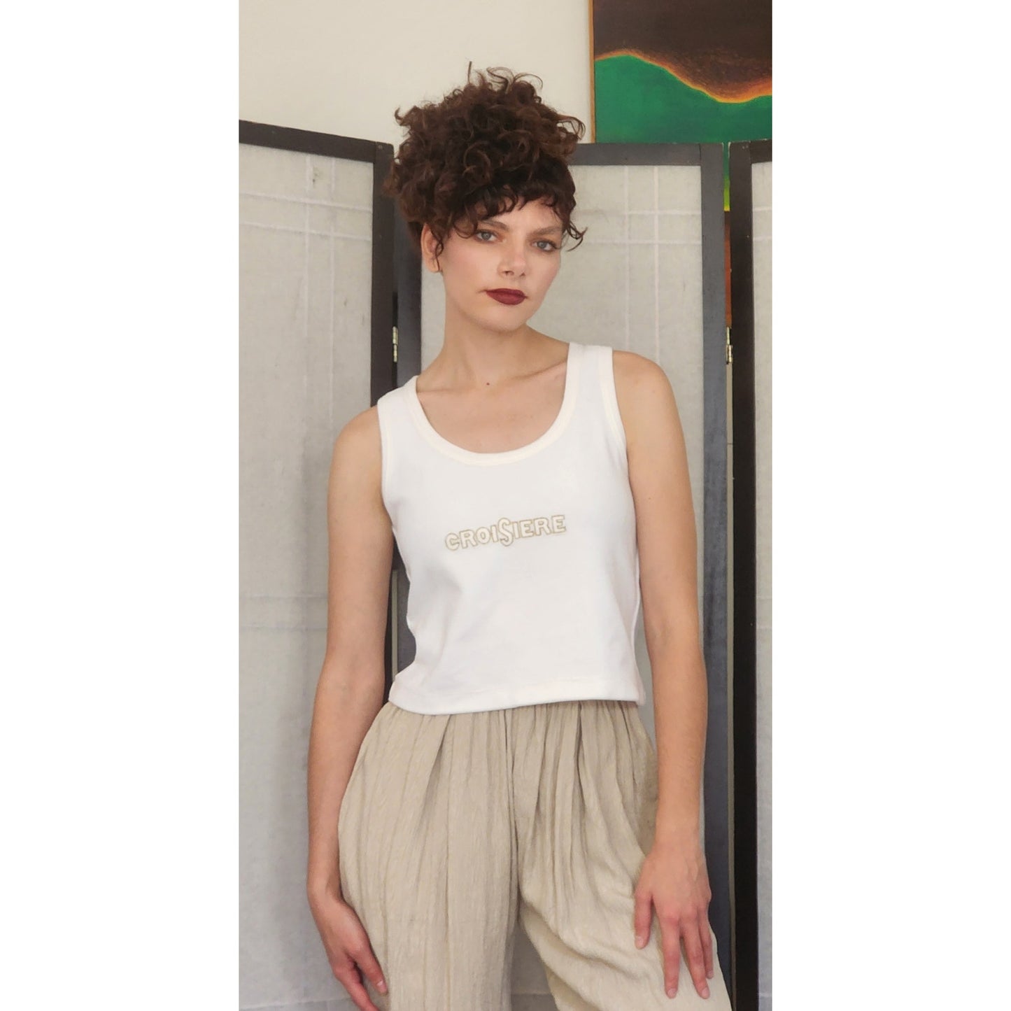 Vintage Sonia Rykiel Top CROISIERE Cropped White Tank