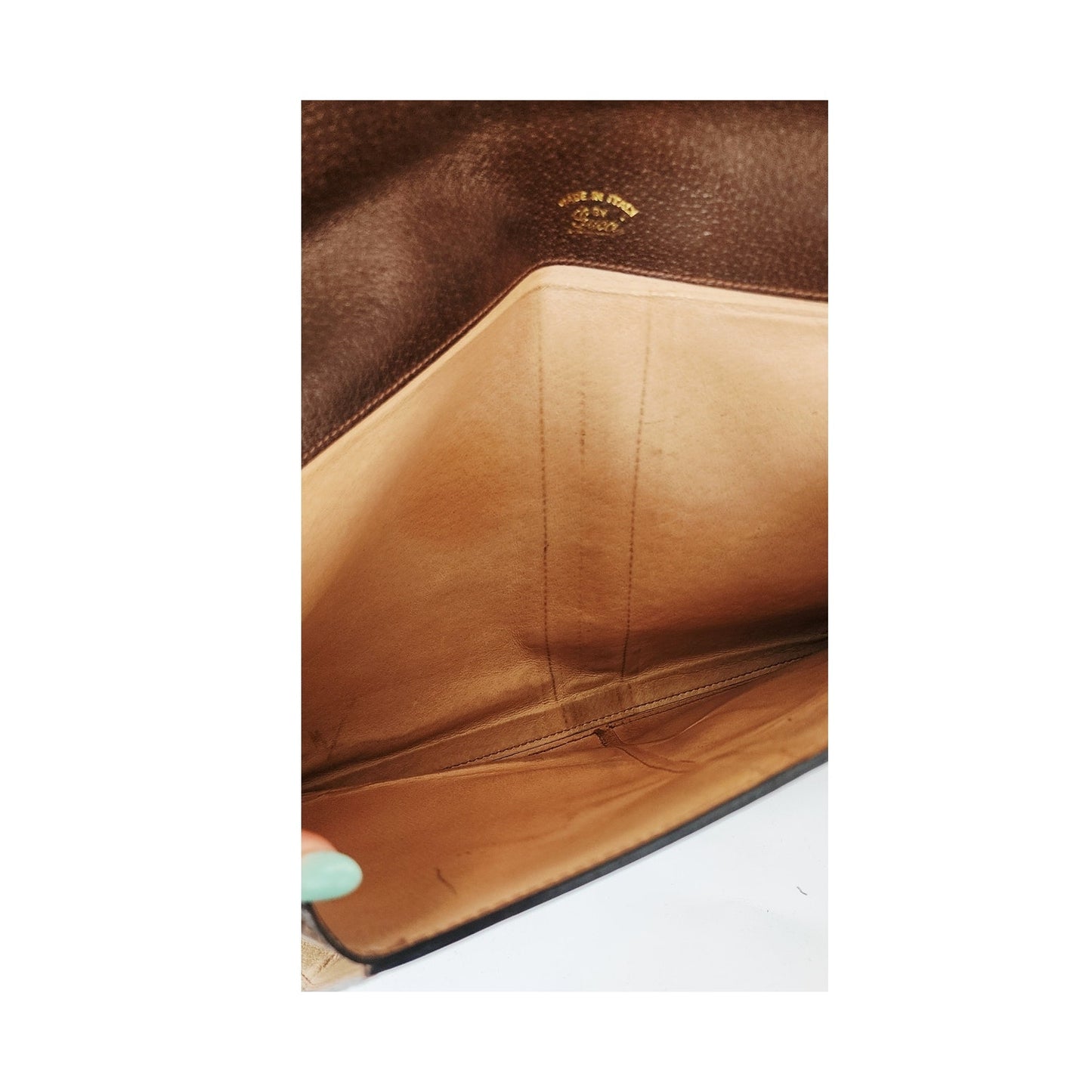 Vintage 1970s Gucci Portfolio Bag Envelope Case Clutch Brown Leather