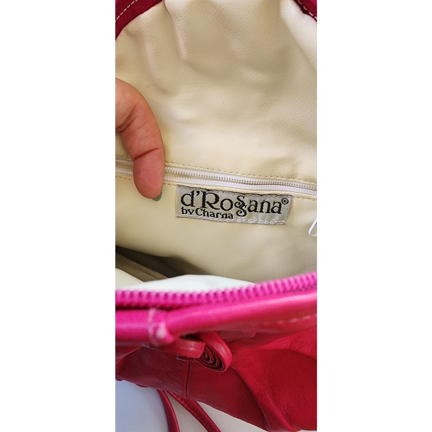 80s Hot Pink Leather Shoulder Bag D'Rossana