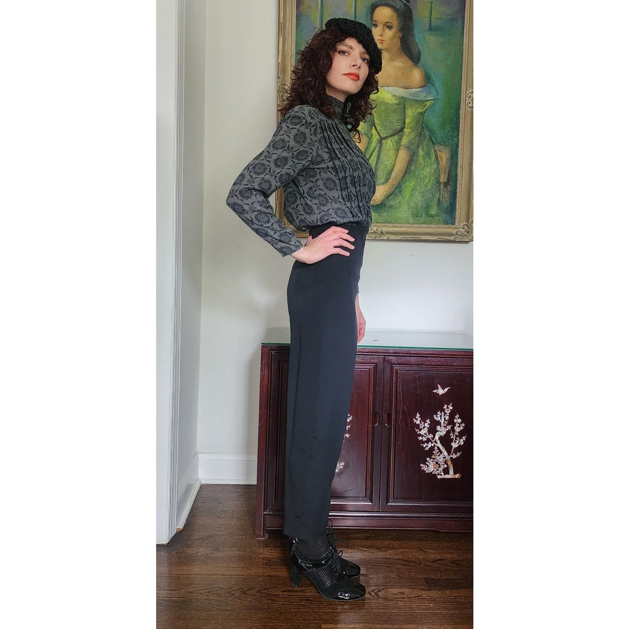 Vintage 90s High Waisted Black Pants Sylvia Heisel / S