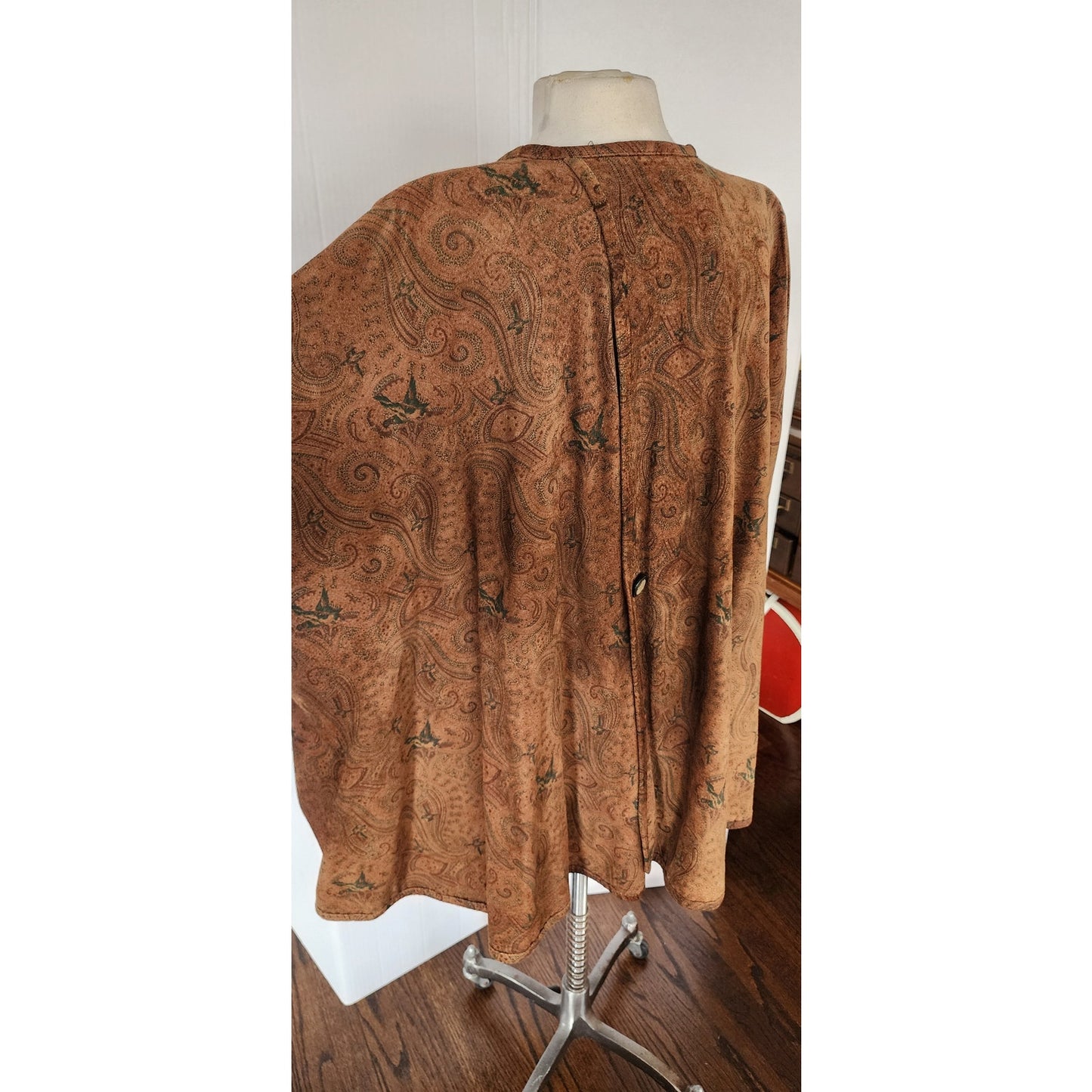 Vintage 90s Brown Suede Swing Jacket Paisley Print Giotti Firenze