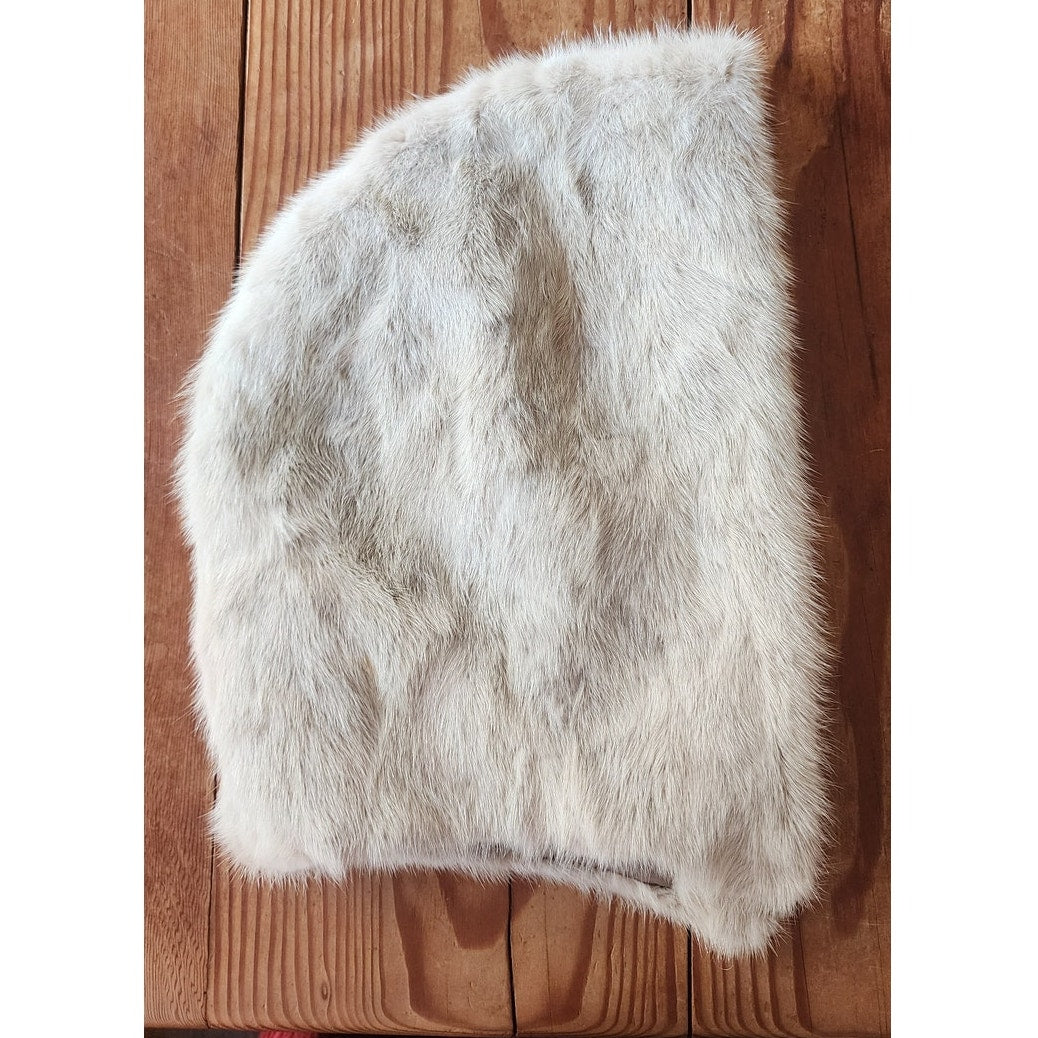 Vintage 1960s Gray Fur Hat Hood Silver Mink